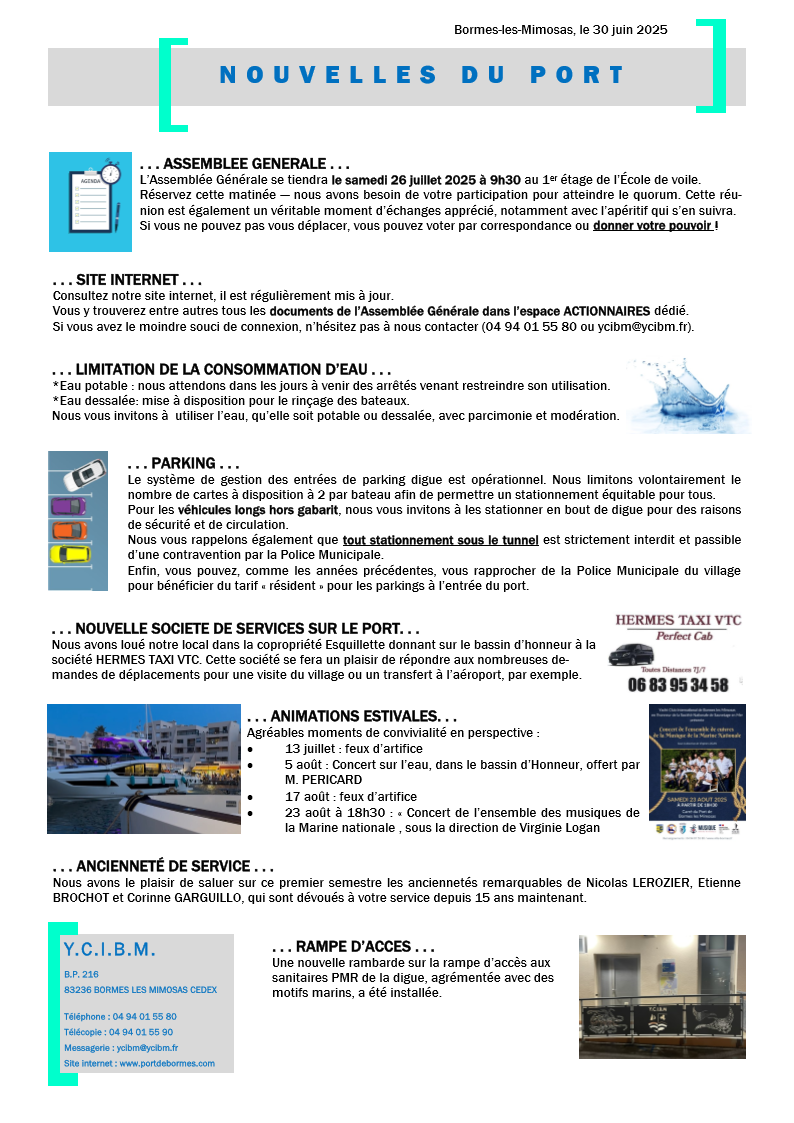 NEWS PORT BORMES JUIN 2025