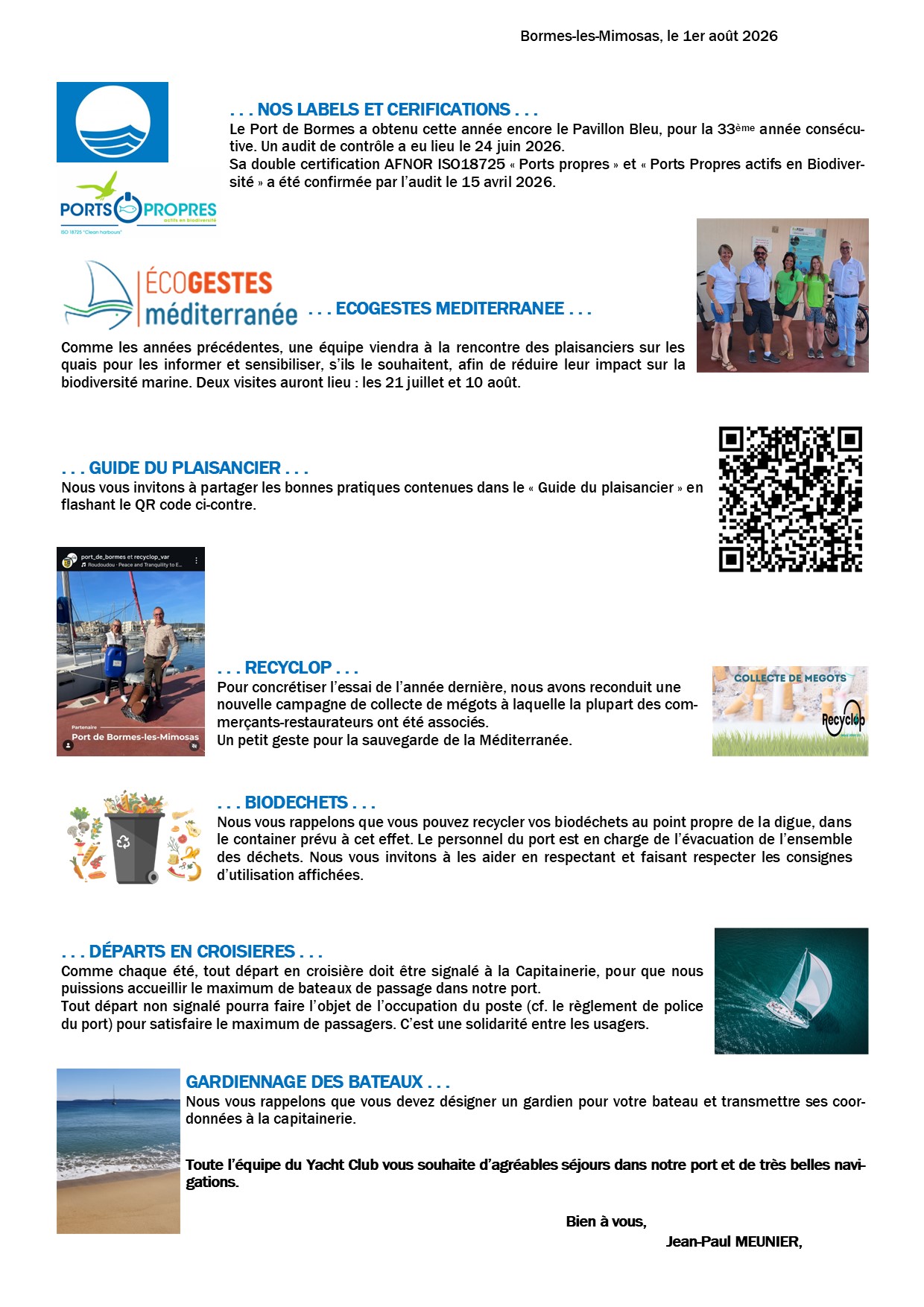 news ycibm ete bormes port plaisance
